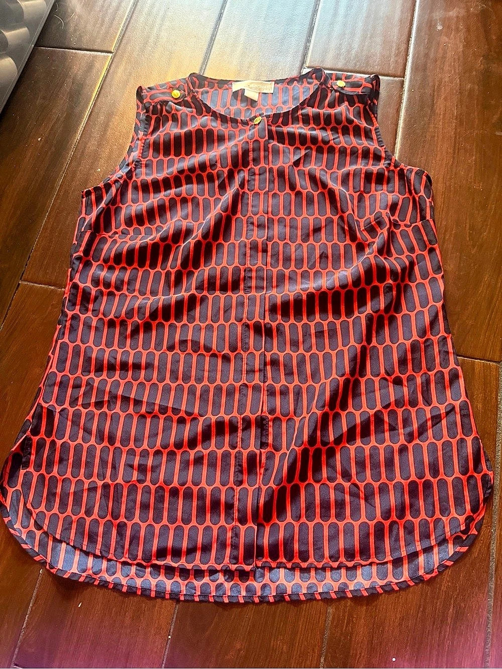 Michael Kors Geometric Sleeveless Top in Red & Navy Size 4